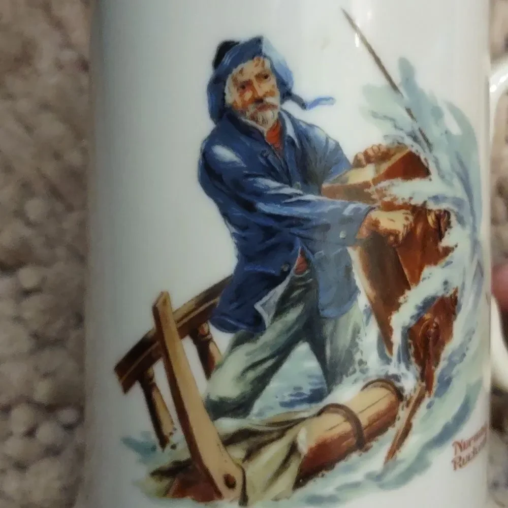 Vintage 1985‎ Norman Rockwell Braving the Storm Coffee Mug